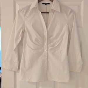 Lafayette 148 New York Elegant Cream Button Down Shirt